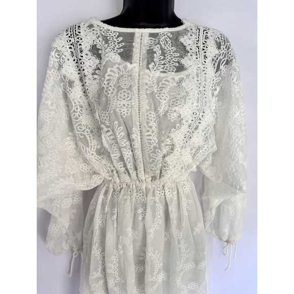 Endless Rose Women’s While Lace Midi Tie Back Cinch Waist Long Sleeve Size XS - Picture 3 of 7